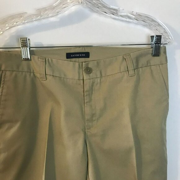 Lands' End Junior Women's Cropped Pants Cotton Khaki Tan Belt Loops Sz 5 Uniform - Picture 2 of 16